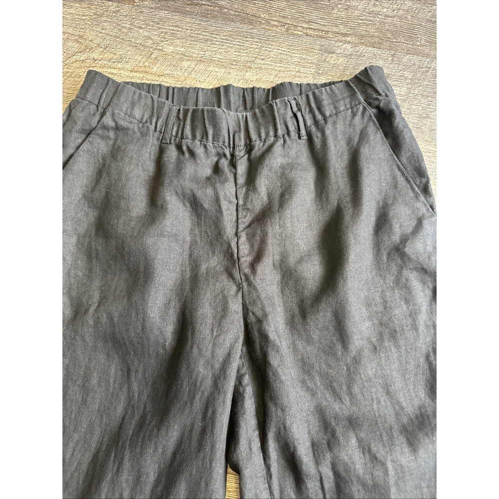 Quince 100% European Linen Wide Leg Pants Womens Medium Solid Black - Picture 4 of 14